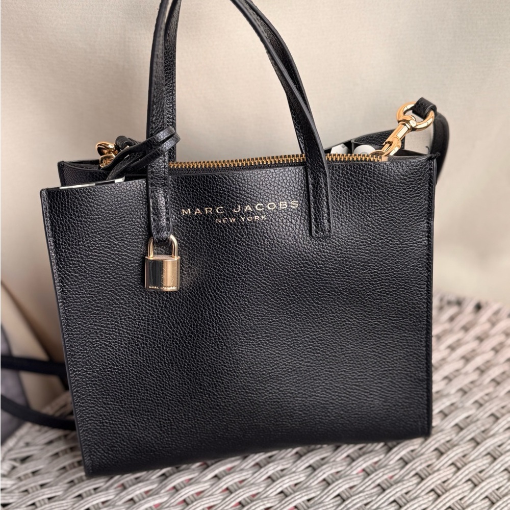 Marc Jacobs Black Leather Tote Bag